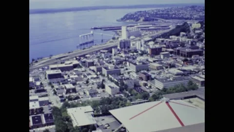 United States 1987, Seattle aerial scenes city view in 80s Stock Footage 229137685