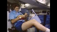 United States 1990S: Astronaut Shannon Getting Sleeping Tablets From Medical Kit Stock Footage