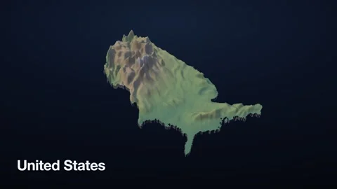 United States 3D elevation relief map Stock Footage 340607244