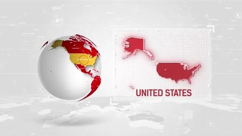 United States 4K Tech Map Beside Globe On White Background. Stock Footage 341009129