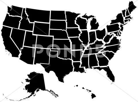 United States 50 States Map Stock Illustration