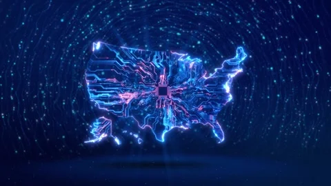 United States AI Chip Technology and Semiconductor Network Map 스톡 동영상 342616515