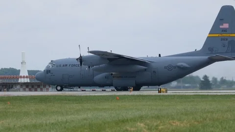 United States Air Force C-130 Hercules taxis by Stock Footage 111835289