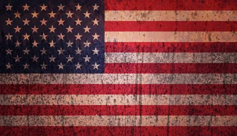 United States of America, America, US, USA, American flag on grunge metal Stock Photos