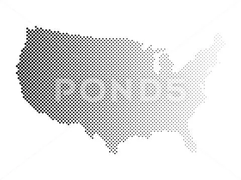 United States of America. Dotted halftone map of USA. Simple flat vector Stock Illustration