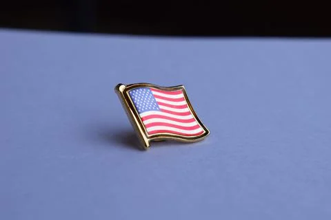United States Of America Flag Lapel Pin Gold Plated Stock Photos