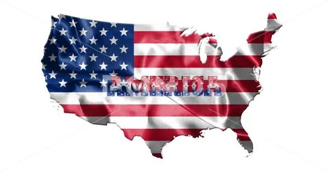 United States of America Map With American Flag 3D illustration Stock Illustration