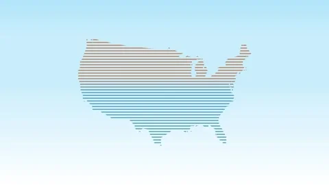 United States of America map using white straight lines on light background Stock Footage 285934663