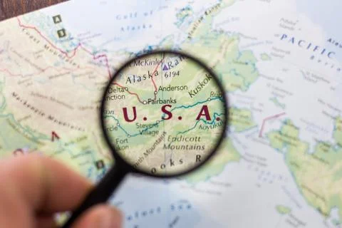 United States of America or USA on the map of the world. Stock Photos