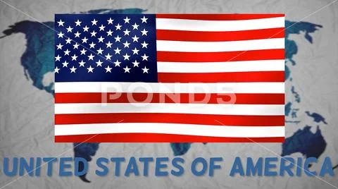 United states of america (usa) flag background with world map. country flags Stock Illustration