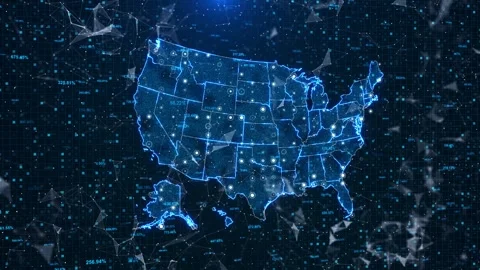 United States Analytics Map with Location Intelligence and Data Metrics Stock Footage 342614291