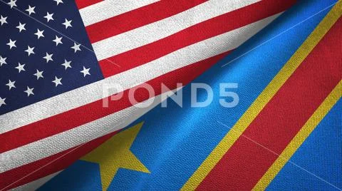United States and Congo Democratic Republic two flags textile cloth Stock Photos