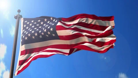 United States animated flag pack in 3D and green screen Stockbeeldmateriaal 117190341
