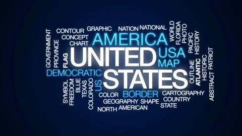United states animated word cloud, text design animation. Stock Footage 79287129