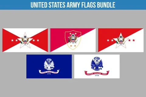 United States Army Flags Bundle Vector Illustration Premium Quality Ilustración de archivo