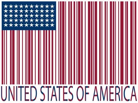 United states bar codes flag united states bar codes flag against white ba... Stock Photos