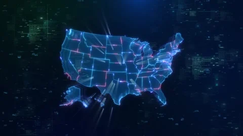 United States Business Intelligence Map with Digital Analytics Background Stock Footage 342617675