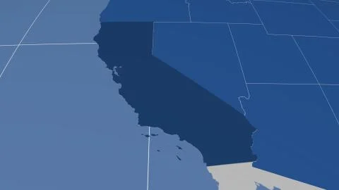 United States - California extruded on solid map Illustrazione stock