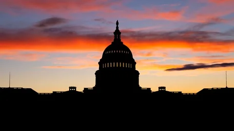 United States Capitol Building, Time Lapse at Twilight, Washington DC, USA Stock Footage