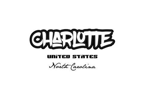 United States charlotte north carolina city graffitti font typography design Stock Illustration