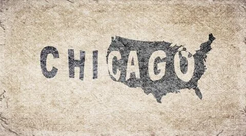 United States Chicago Typography Map Stock Illustration