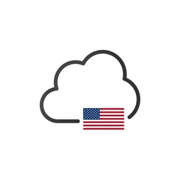 United States Cloud Domain Server or storage. VPN concept. US flag. Stock Illustration