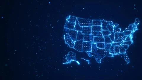 United States Connected Data Network Map with Copy Space Stock Footage 342615273