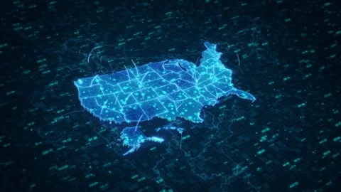 United States Connected Route Map with Logistics and Network Analytics Stock Footage 342614602