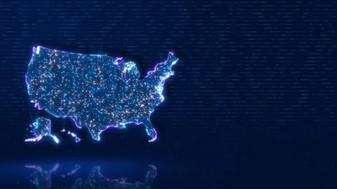 United States Connectivity Map with Geospatial Data Points Stock Footage 342616544