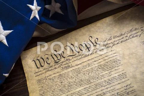 United States Constitution and vintage American flag Stock Photos