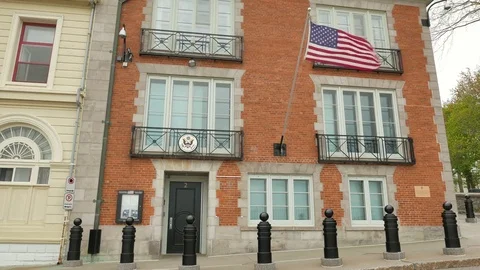 United States Consulate General Quebec Facade Video stock 76060773