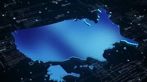 United States Cyber Technology Map with Programming Data 스톡 동영상 342614938