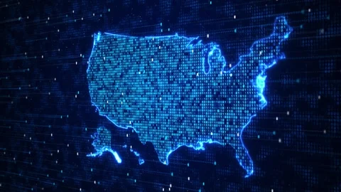 United States Digital Code Map for Secure Data Network 動画素材 342615440