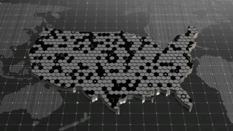 United States Digital Data Grid Network Map Technology Background Stock Footage 310372481
