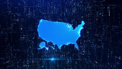United States Digital Infrastructure Map with Futuristic Tech Interface 스톡 동영상 342617487