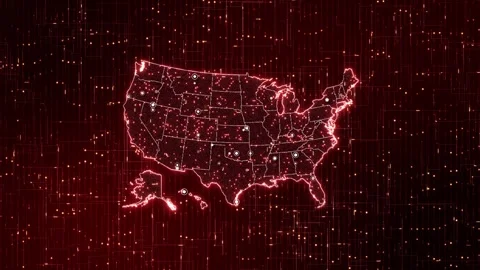 United States Digital Security Risk and Threat Map Stock Footage 342616390