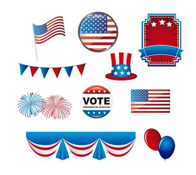 United states elements isolated over white background. vector illustration Ilustração Stock