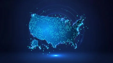 United States Financial Technology Map with Dollar Symbols Stock Footage 342615522