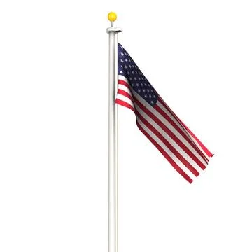 United States flag on 12 feet pole 3D Model
