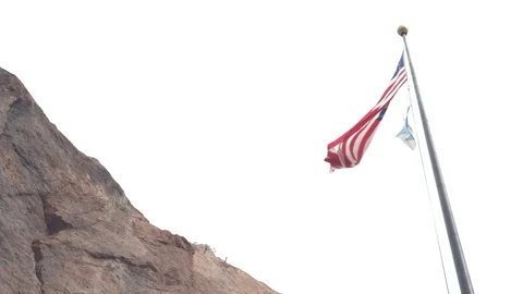 United States Flag In The Grand Canyon Stock Footage