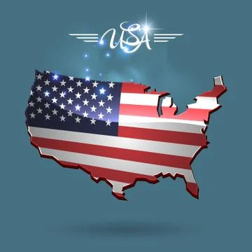 United States flag map Stock Illustration