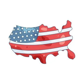 United States flag map 스톡 일러스트