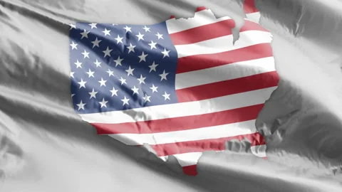 United States On flag. Map of USA. United States On Flag. Animated 4k USA Vídeos de archivo 155294997