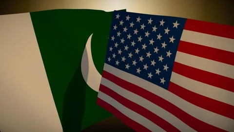 United States Flag Rippling In Front Of Pakistan With Its Shadow Sweeping The 스톡 동영상 344679945