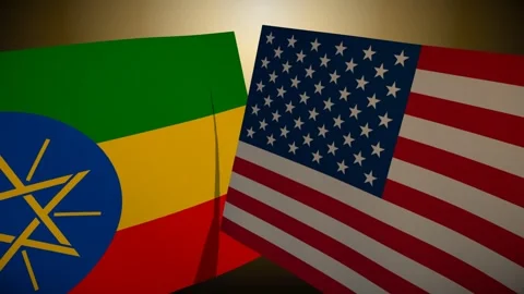 United States Flag Rippling In Front Of Ethiopia With Its Shadow Sweeping The 스톡 동영상 344679948