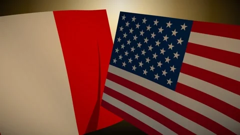 United States Flag Rippling In Front Of Peru With Its Shadow Sweeping The Cloth 스톡 동영상 344680636