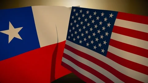 United States Flag Rippling In Front Of Chile With Its Shadow Sweeping The Cloth 스톡 동영상 344680637