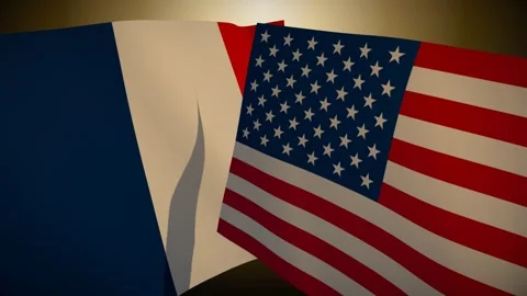 United States Flag Rippling In Front Of France With Its Shadow Sweeping The Stock Footage 344710897