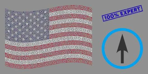 United States Flag Stylization of Sharp Rounded Arrow and Textured 100% Expert Stock Illustration
