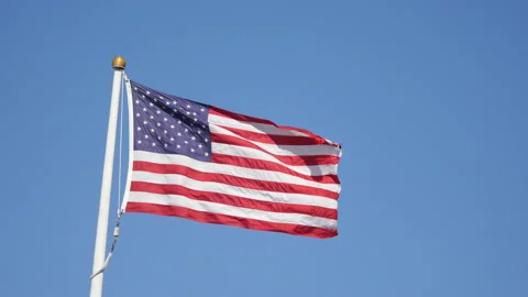 United States flag waving in the wind in 4K Vídeo Stock 88603195